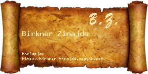 Birkner Zinajda névjegykártya